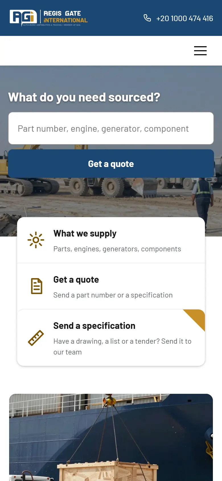 The Aegis Gate International website on a phone