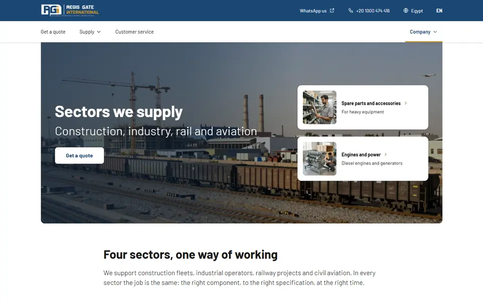 Sectors page of the website