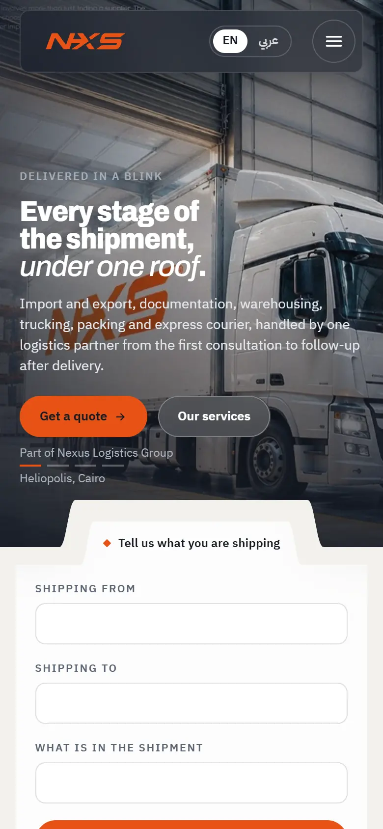 The NXS Express website on a phone